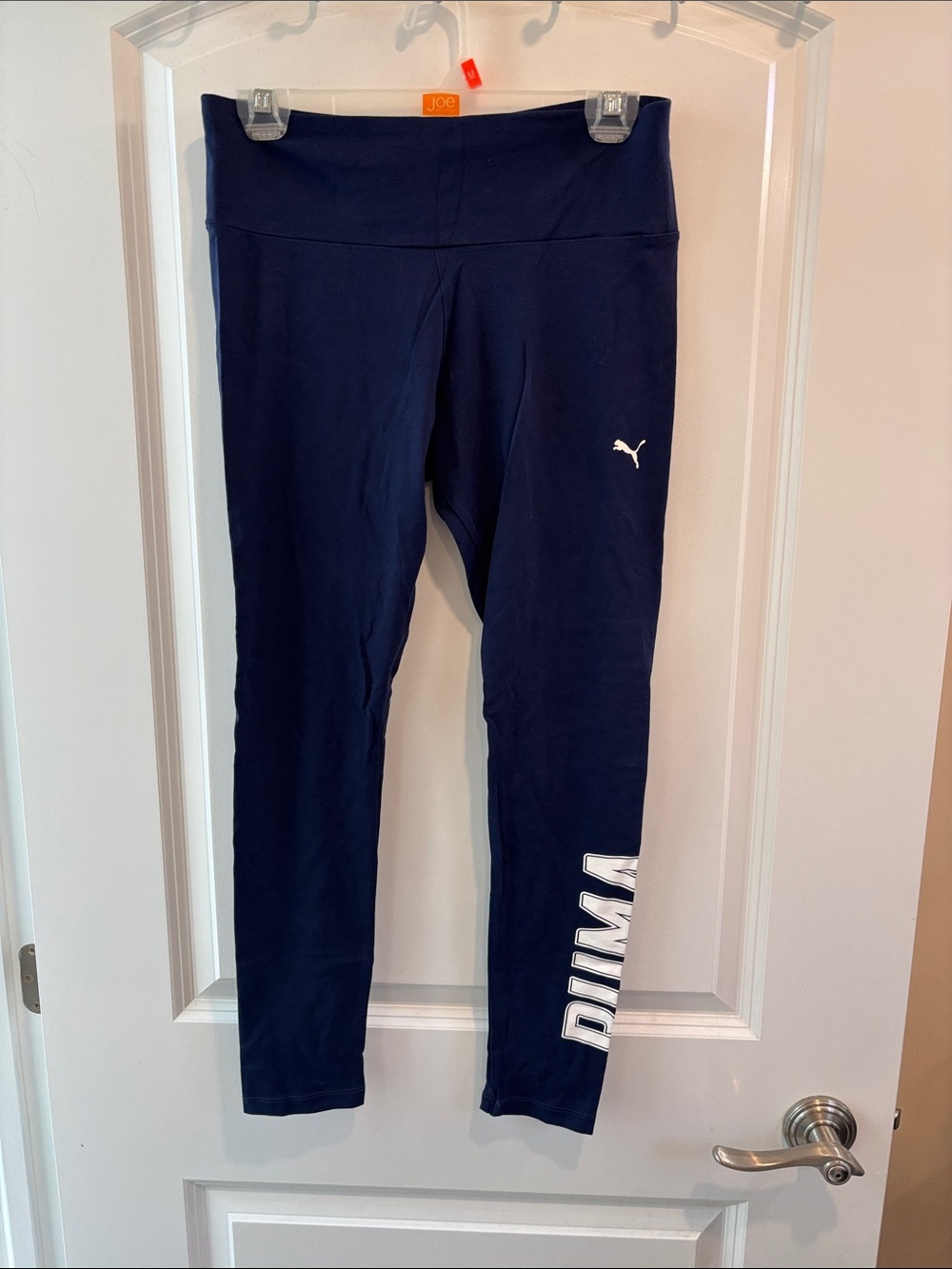 Puma Navy Blue Girls' Athletic Leggings with White Logo